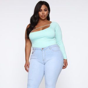 Fashion Nova Mint Off Shoulder Bodysuit